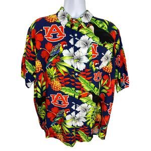 Auburn University Hawaiian Shirt  XL Tigers – Tropical Parrots & Flowers –
